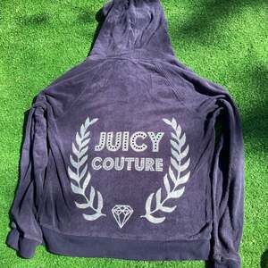 Juicy Couture Velour Glitter Embellished Blue Zip Front Logo Hoodie Y2K Small